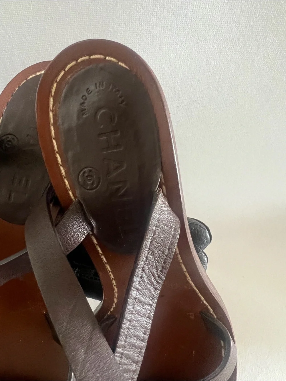 Chanel Brown Strappy Ankle-Wrap Heeled Sandals